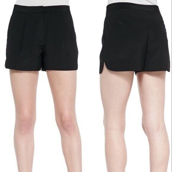 Vince Women's 8 Black Silk Pleated Shorts High Rise Slash Pockets V219121012 - Picture 3 of 9